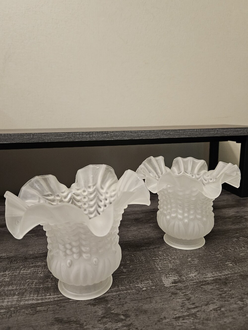 Vintage Frosted Glass Tulip Ruffle Sconce Lamp / Ceiling Fan Shade Set Of 2 - Picture 11 of 12